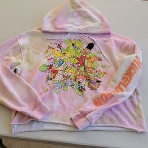 Nickelodeon Tie Dye Cropped Hoodie Size Medium